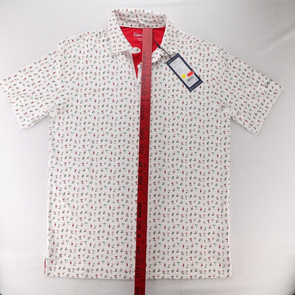 Walter Hagen Men P11 Performance Polo Shirt Jingle Juice Holiday White Small NWT - Picture 7 of 9